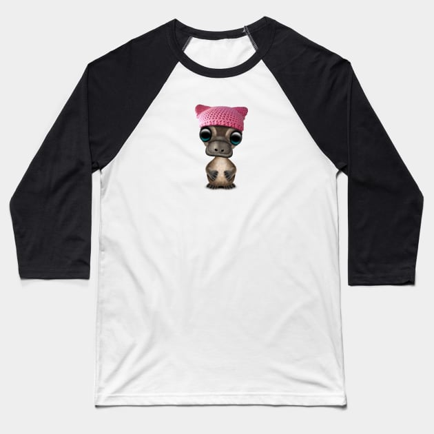 Cute Baby Platypus Wearing Pussy Hat Baseball T-Shirt by jeffbartels